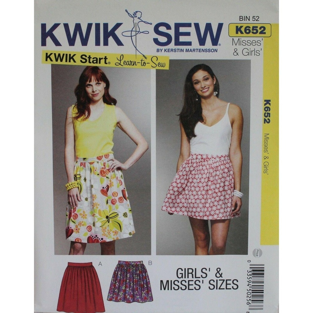 Kwik Sew Sewing Pattern Girls Misses 22-36 Waist Skirt K652 Uncut FF